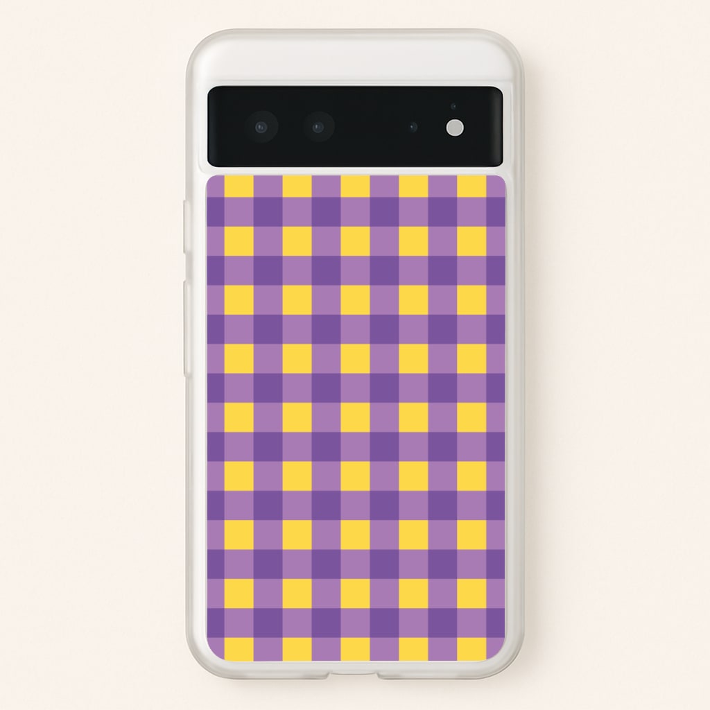 Purple And Yellow Checkered Pattern - Summer Phone Case for Google Pixel 6