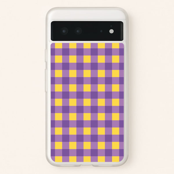 Purple And Yellow Checkered Pattern - Summer Phone Case for Google Pixel 6