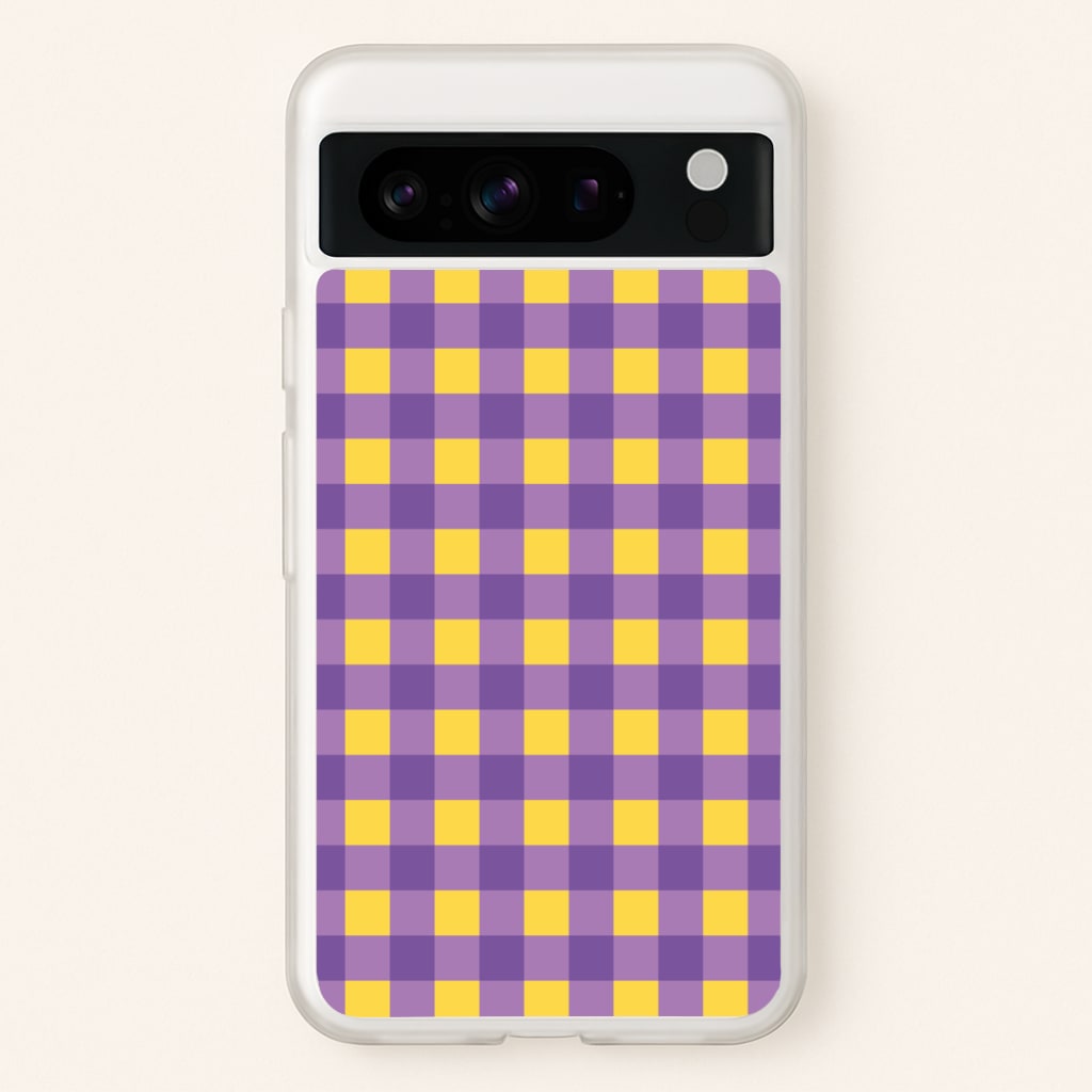 Purple And Yellow Checkered Pattern - Summer Phone Case for Google Pixel 8 Pro