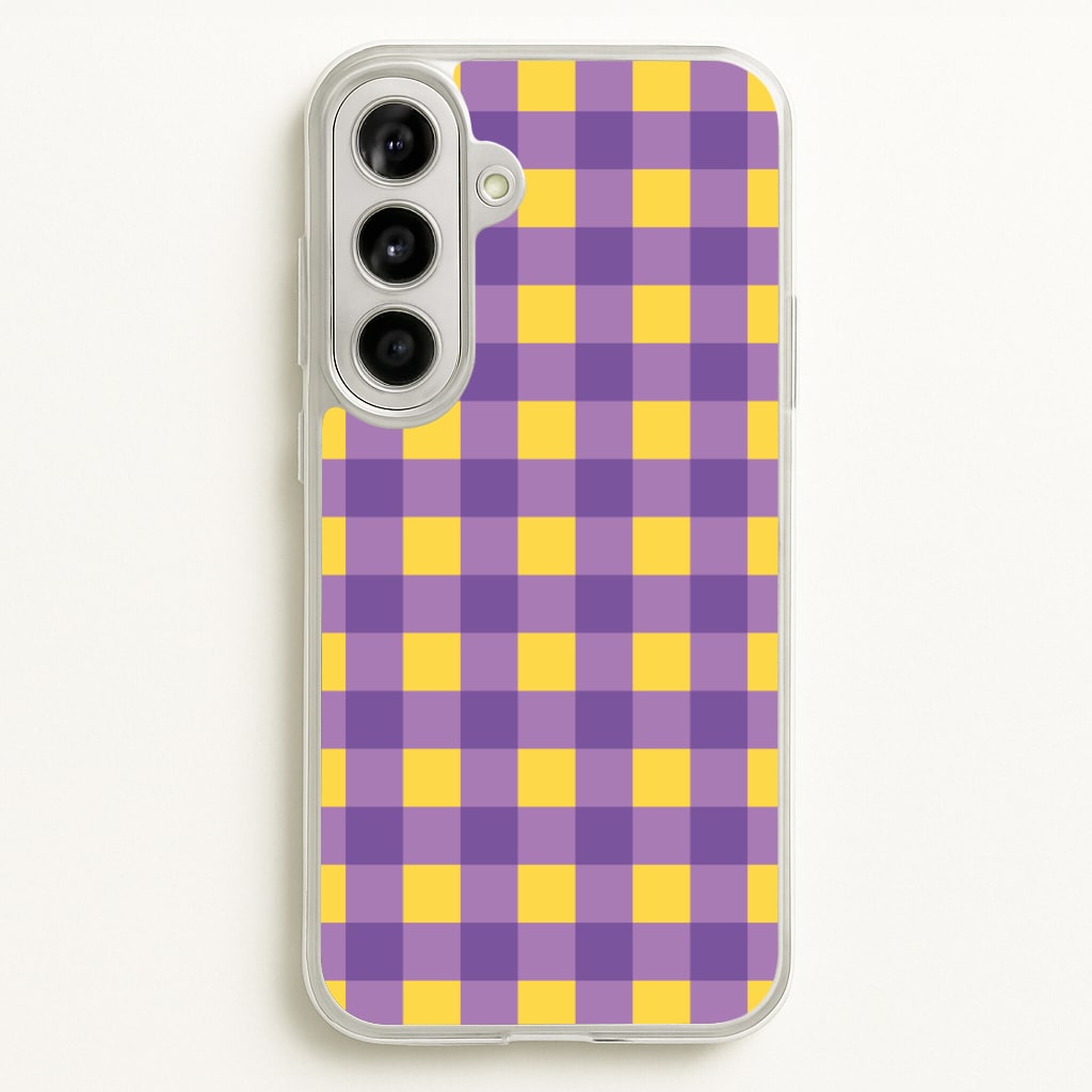 Purple And Yellow Checkered Pattern - Summer Phone Case for Galaxy A56