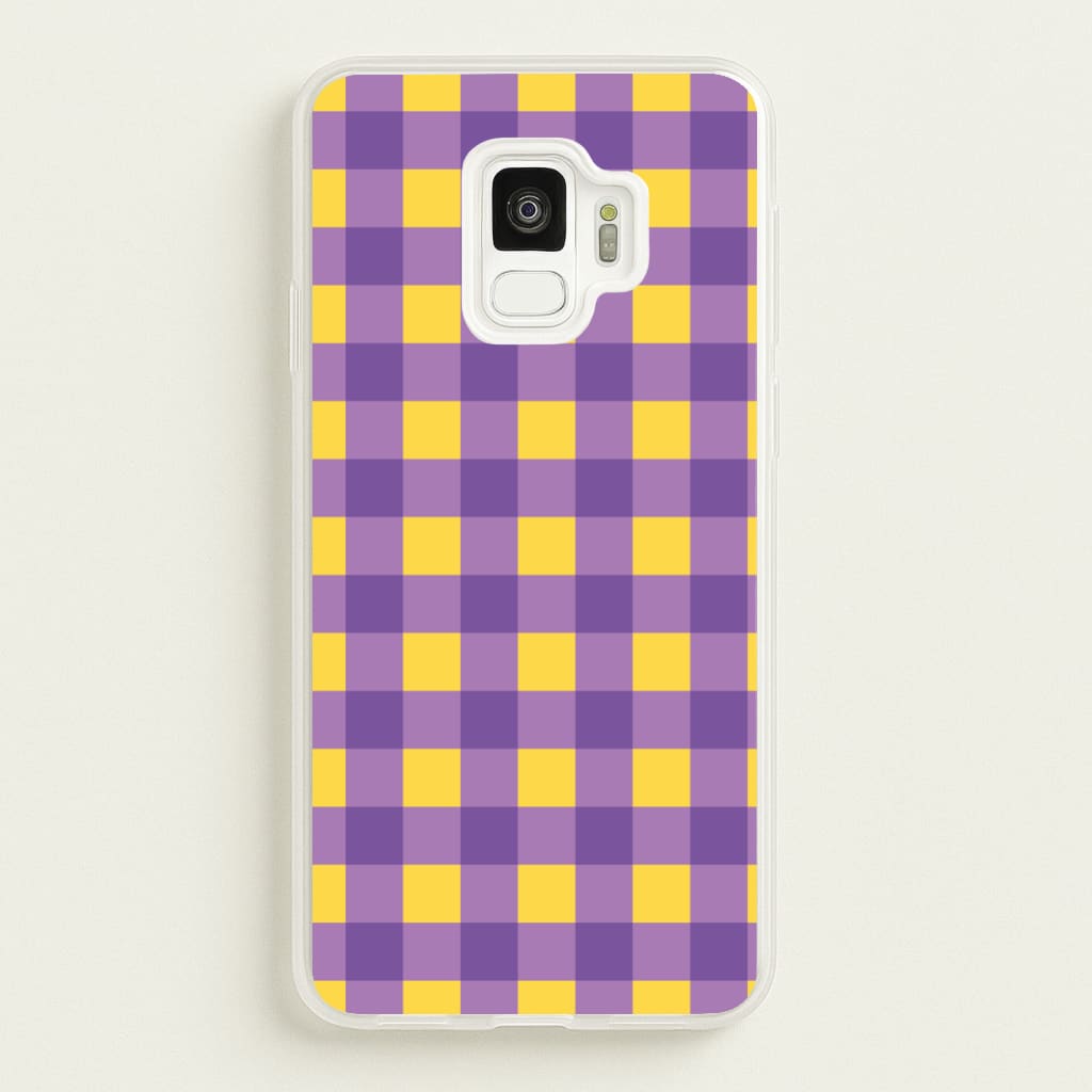 Purple And Yellow Checkered Pattern - Summer Phone Case for Galaxy S9