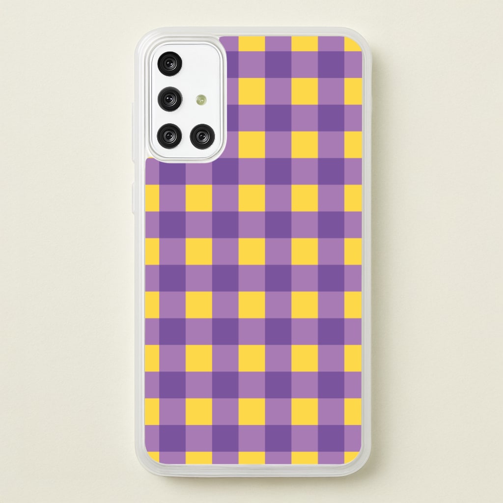 Purple And Yellow Checkered Pattern - Summer Phone Case for Galaxy A71