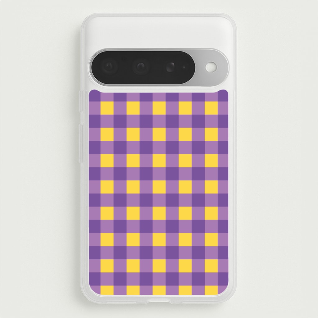 Purple And Yellow Checkered Pattern Phone Case for Google Pixel 10 Pro XL