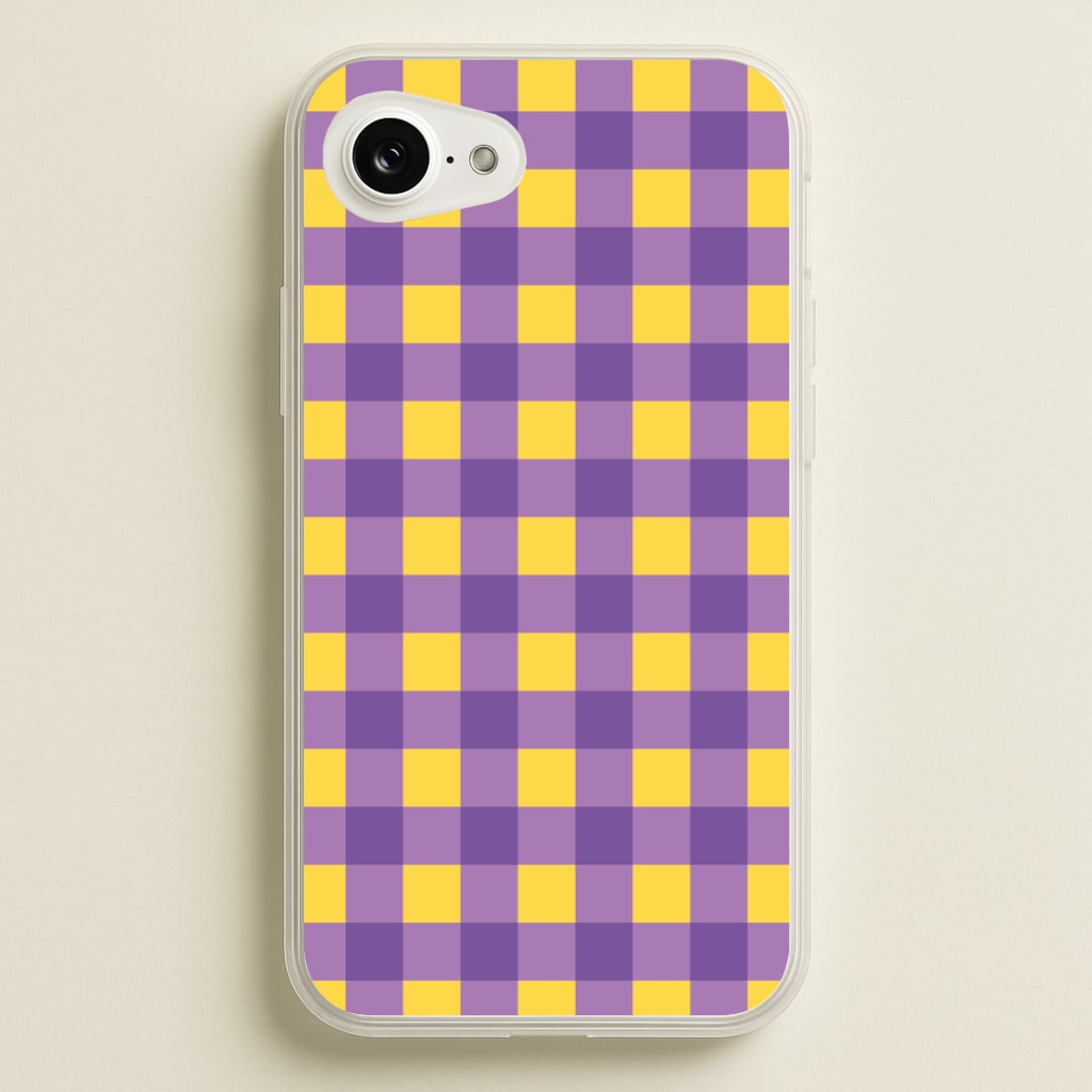 Purple And Yellow Checkered Pattern - Summer Phone Case for iPhone 16e