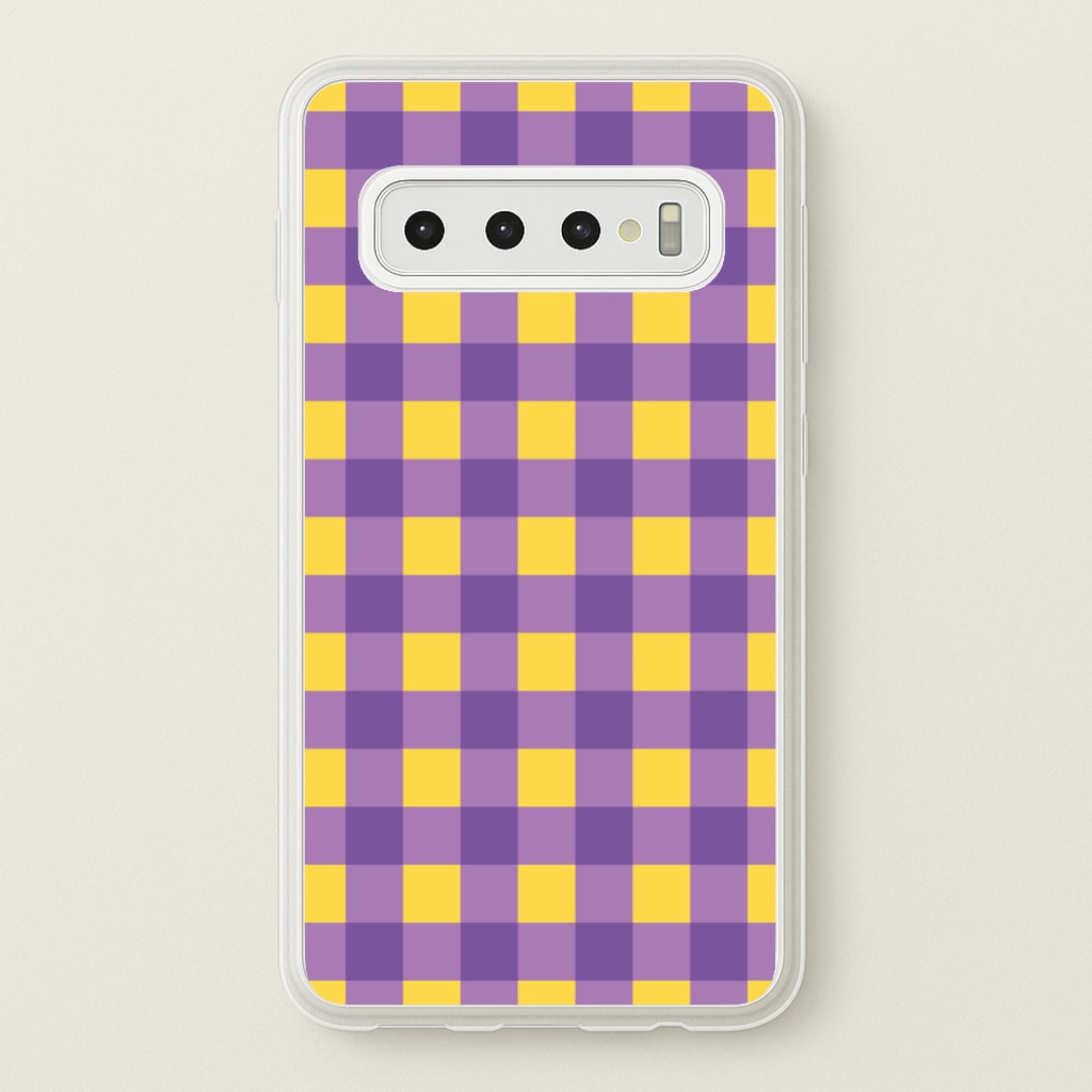 Purple And Yellow Checkered Pattern - Summer Phone Case for Galaxy S10 Plus