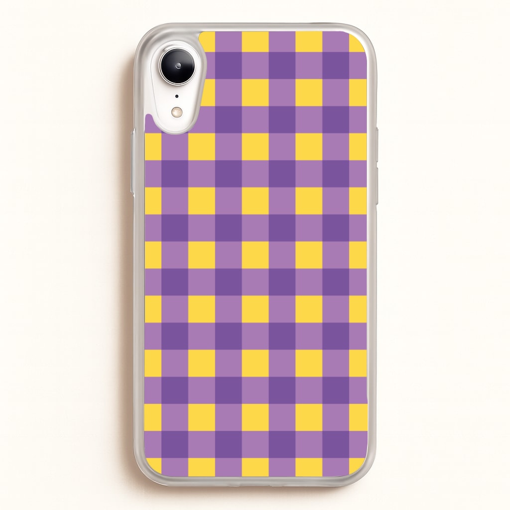 Purple And Yellow Checkered Pattern - Summer Phone Case for iPhone XR