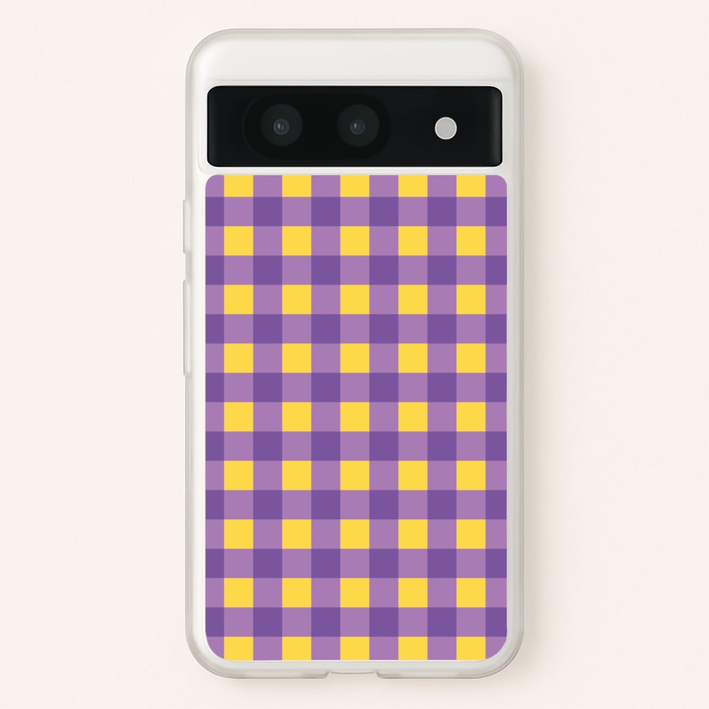 Purple And Yellow Checkered Pattern - Summer Phone Case for Google Pixel 8a