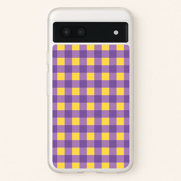 Purple And Yellow Checkered Pattern - Summer Phone Case for Google Pixel 7a