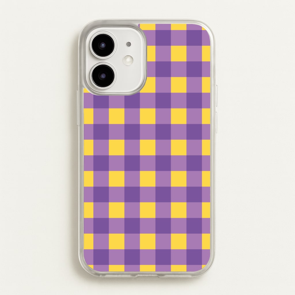Purple And Yellow Checkered Pattern - Summer Phone Case for iPhone 12 / 12 Pro
