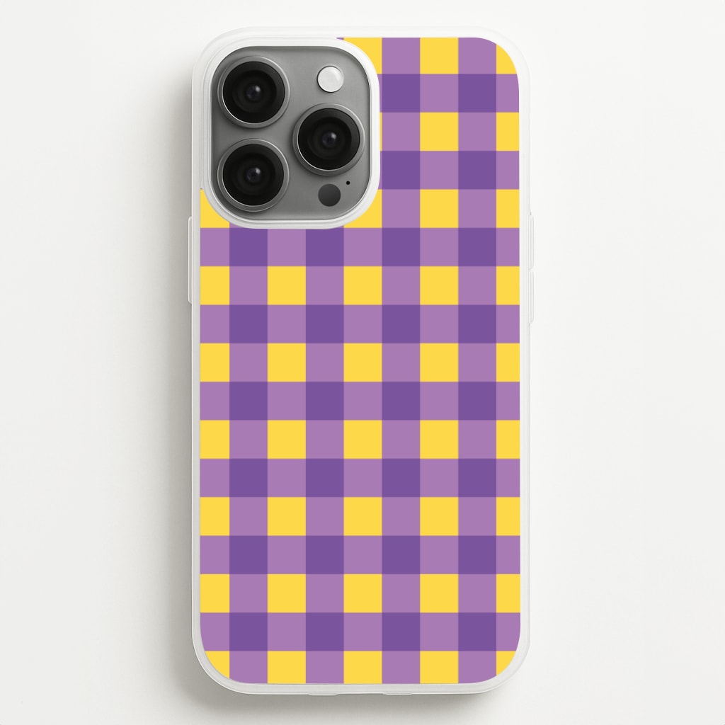 Purple And Yellow Checkered Pattern - Summer Phone Case for iPhone 13 Pro Max