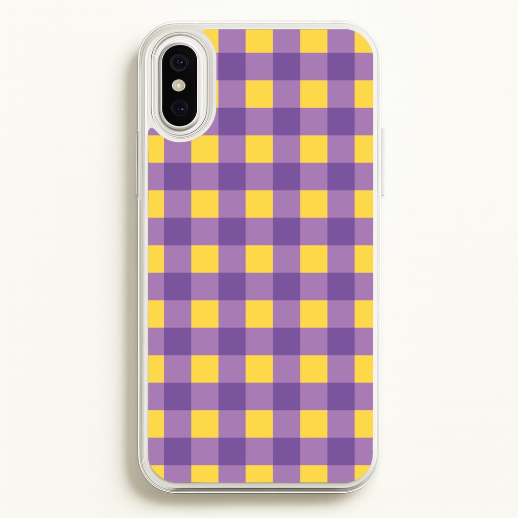 Purple And Yellow Checkered Pattern - Summer Phone Case for iPhone XS Max