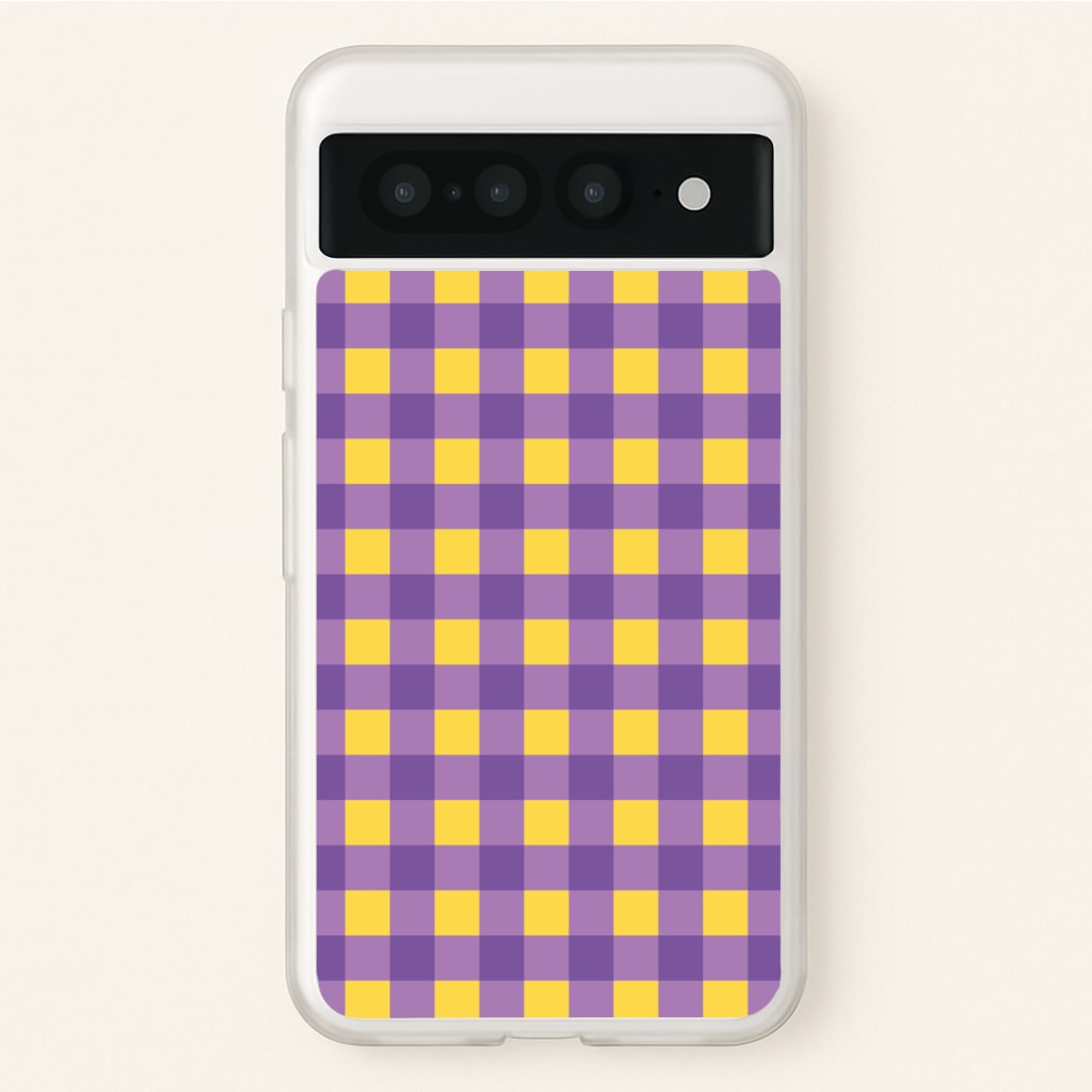Purple And Yellow Checkered Pattern - Summer Phone Case for Google Pixel 7 Pro