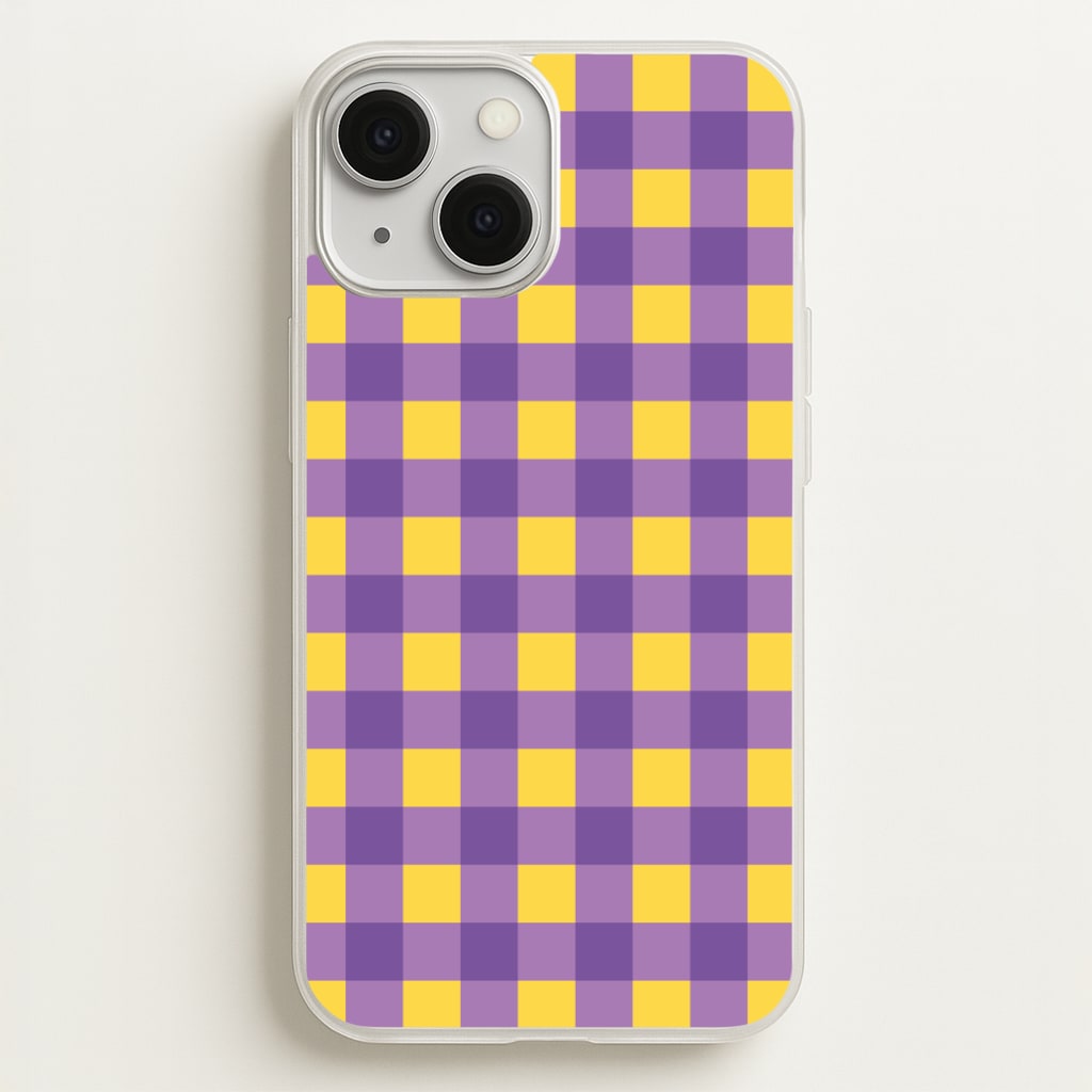 Purple And Yellow Checkered Pattern - Summer Phone Case for iPhone 13 Mini