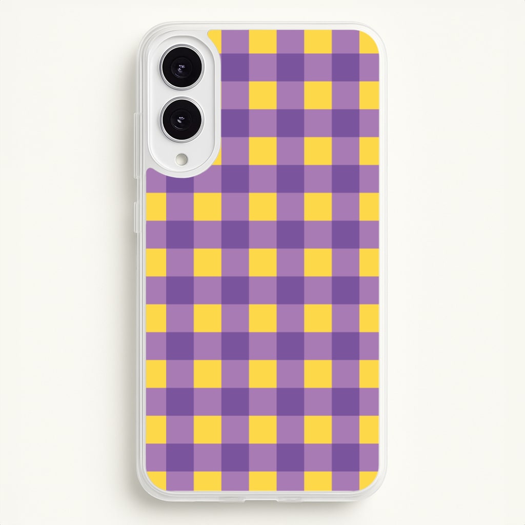 Purple And Yellow Checkered Pattern - Summer Phone Case for Galaxy S25 Edge