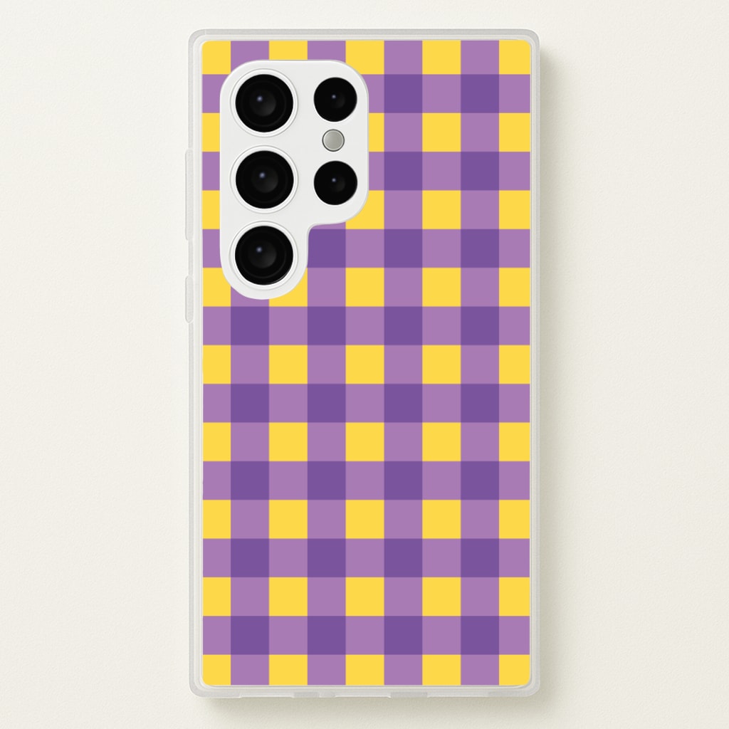 Purple And Yellow Checkered Pattern - Summer Phone Case for Galaxy S24 Ultra