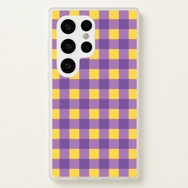 Purple And Yellow Checkered Pattern - Summer Phone Case for Galaxy S24 Ultra