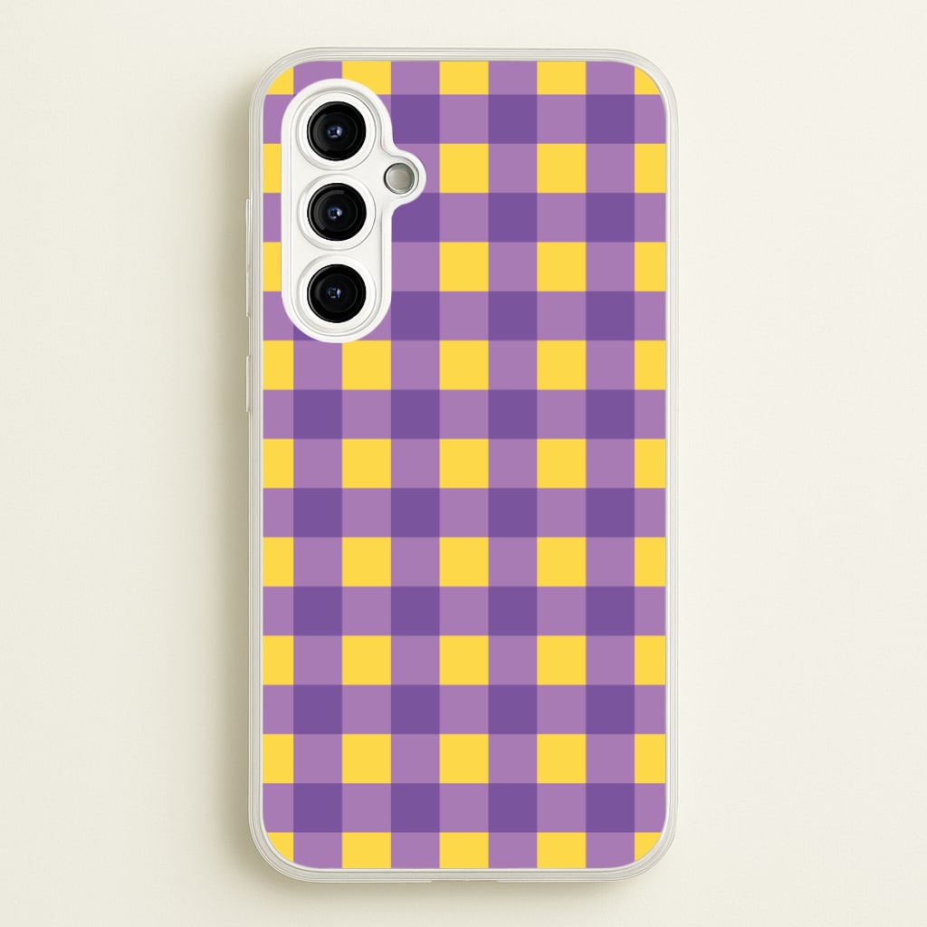Purple And Yellow Checkered Pattern - Summer Phone Case for Galaxy A54