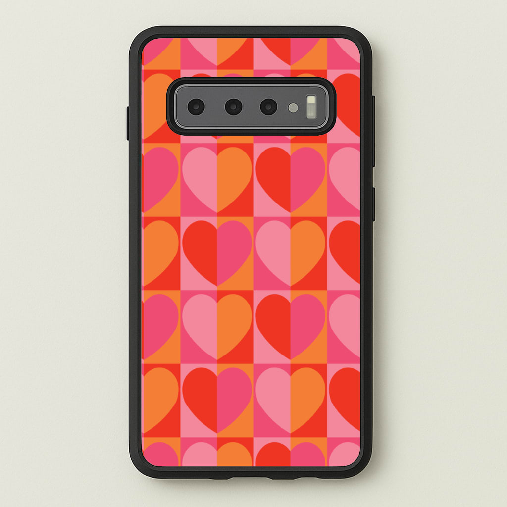 Sunset Hearts Pattern - Summer Phone Case for Galaxy S10 Plus