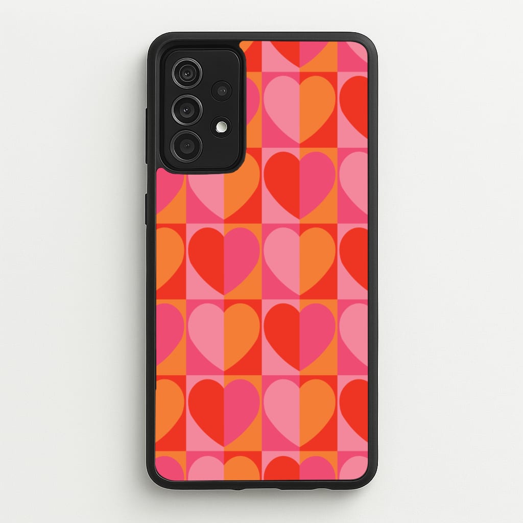Sunset Hearts Pattern - Summer Phone Case for Galaxy A52 / A52s