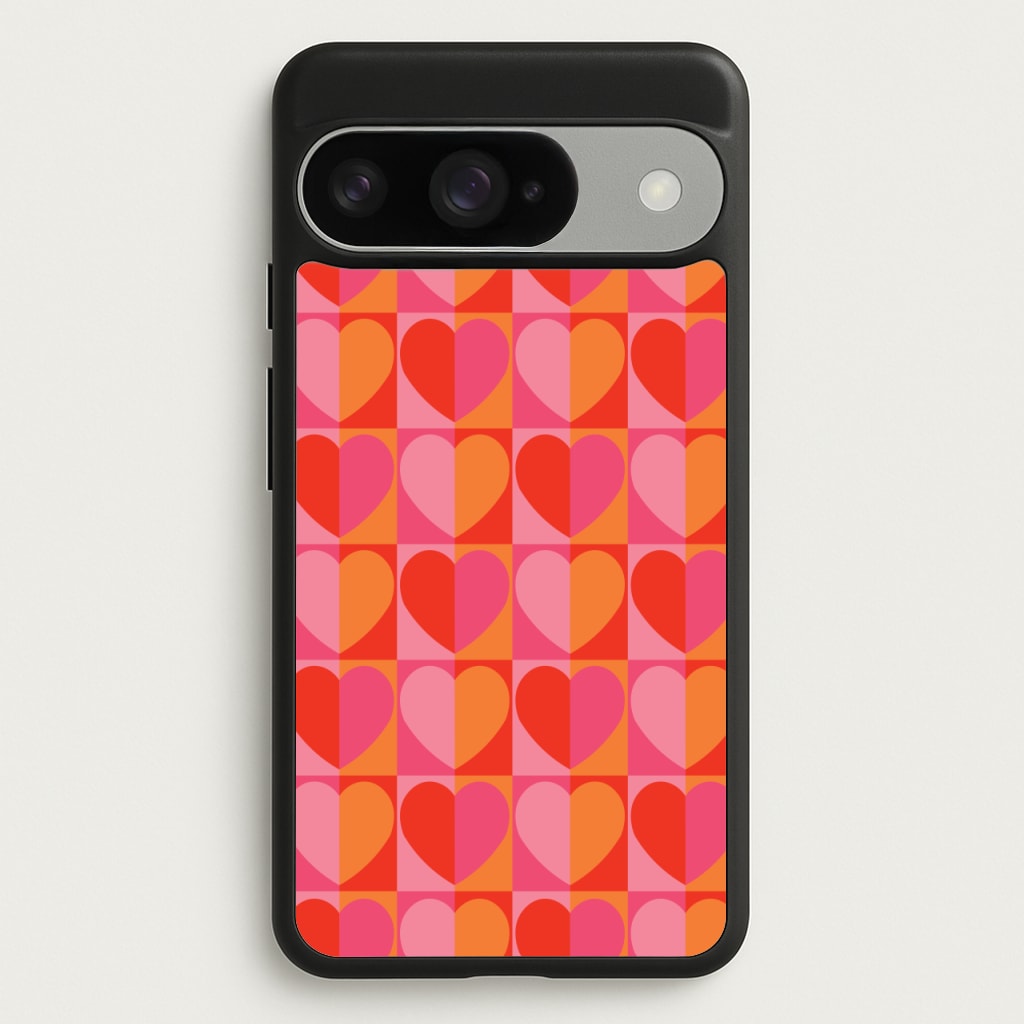 Sunset Hearts Pattern Phone Case for Google Pixel 10 / 10 Pro