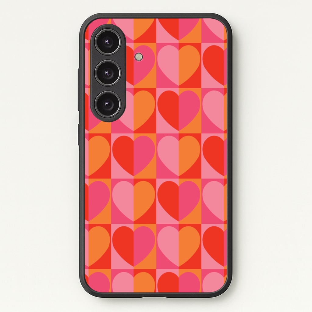 Sunset Hearts Pattern - Summer Phone Case for Galaxy S24