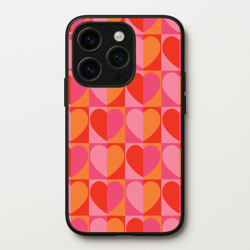 Sunset Hearts Pattern - Summer Phone Case for iPhone 14 Pro