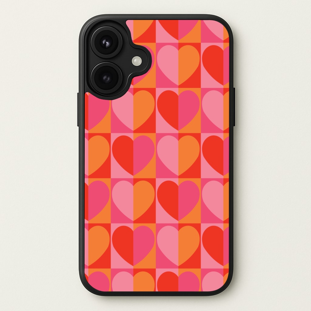 Sunset Hearts Pattern Phone Case for iPhone 17