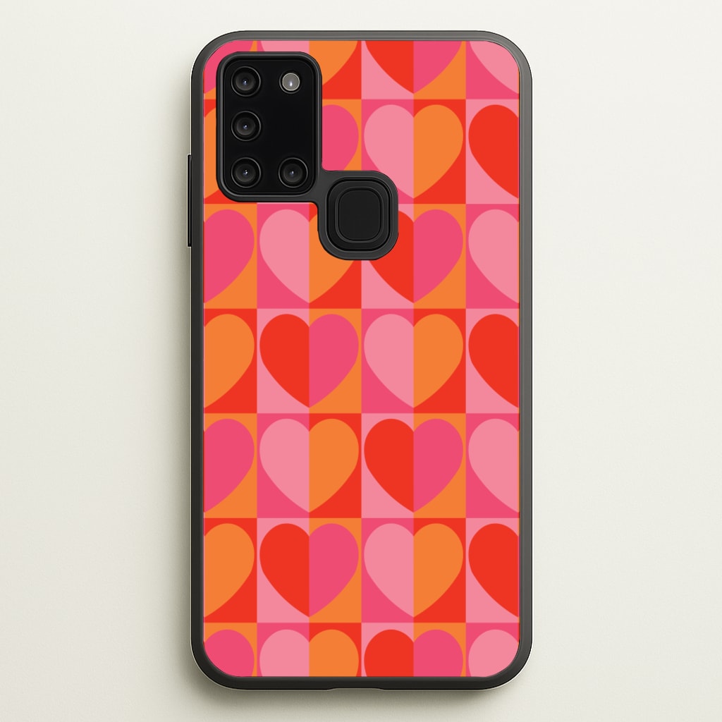 Sunset Hearts Pattern - Summer Phone Case for Galaxy A21s