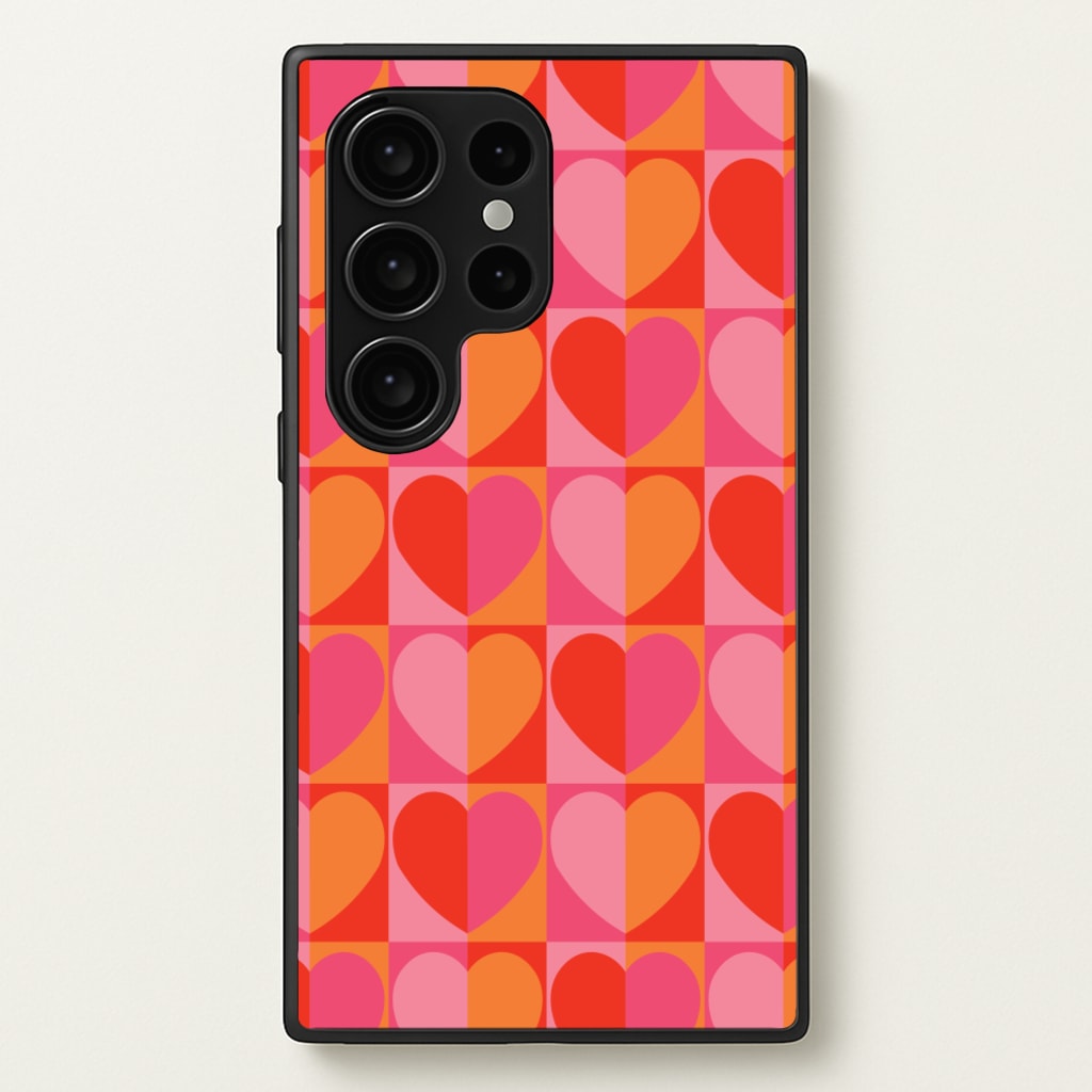 Sunset Hearts Pattern - Summer Phone Case for Galaxy S24 Ultra