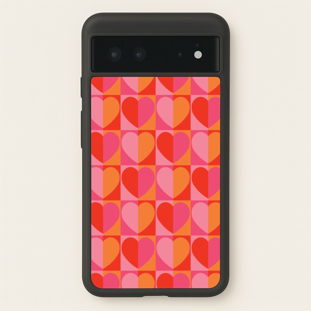 Sunset Hearts Pattern - Summer Phone Case for Google Pixel 6