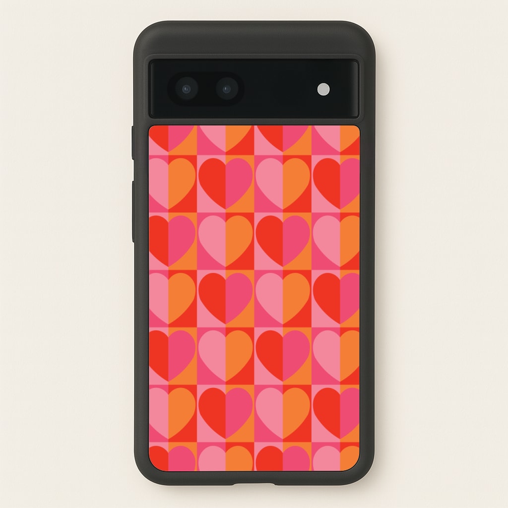 Sunset Hearts Pattern - Summer Phone Case for Google Pixel 7a
