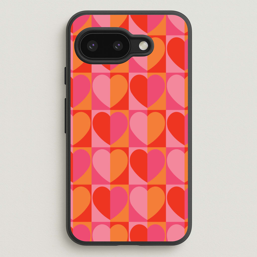 Sunset Hearts Pattern - Summer Phone Case for Google Pixel 9a