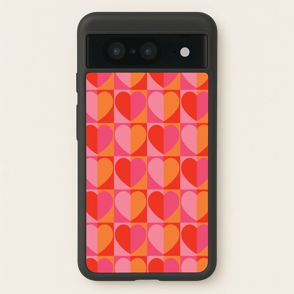 Sunset Hearts Pattern - Summer Phone Case for Google Pixel 8