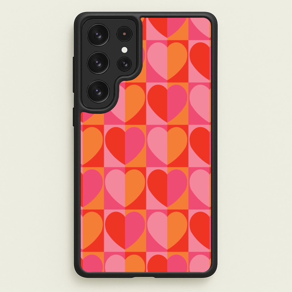Sunset Hearts Pattern - Summer Phone Case for Galaxy S23 Ultra