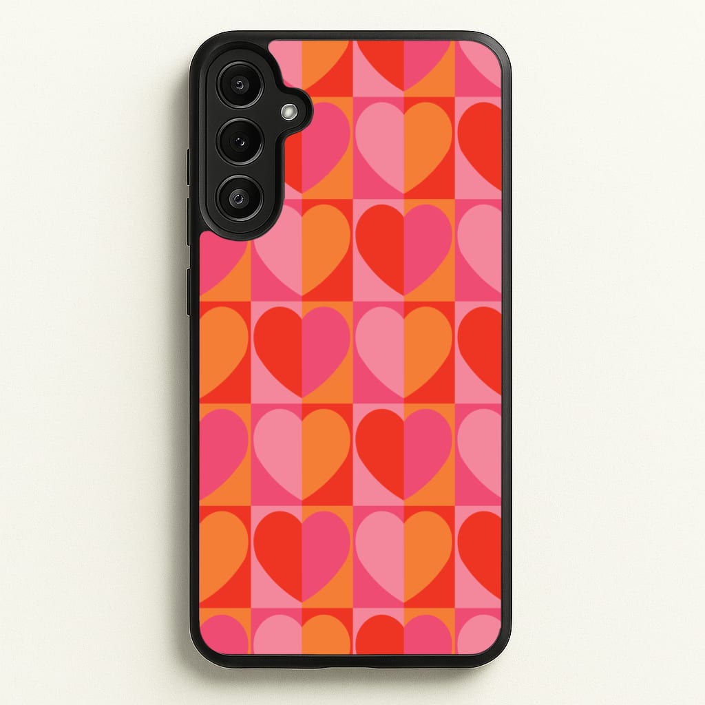 Sunset Hearts Pattern - Summer Phone Case for Galaxy A34