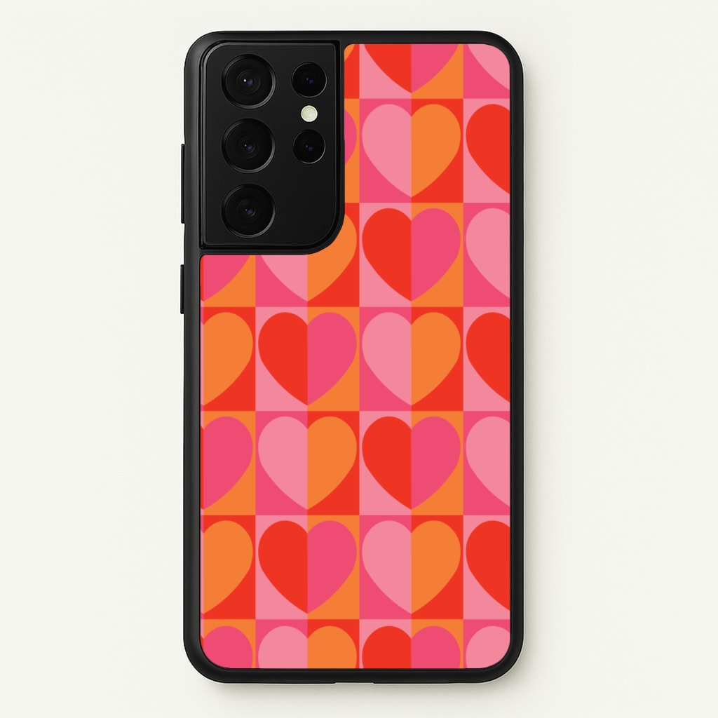 Sunset Hearts Pattern - Summer Phone Case for Galaxy S21 Ultra