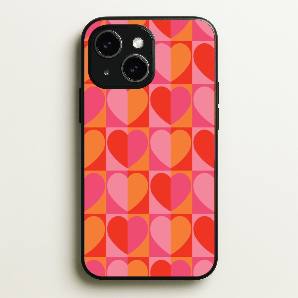 Sunset Hearts Pattern - Summer Phone Case for iPhone 14