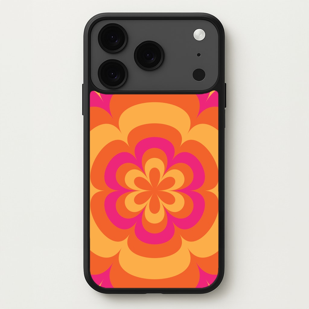 Sunset Trippy Flower Pattern Phone Case for iPhone 17 Pro Max