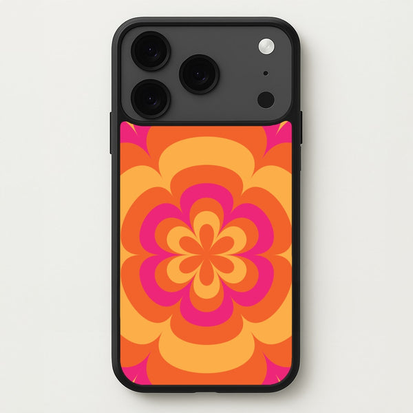 Sunset Trippy Flower Pattern Phone Case for iPhone 17 Pro