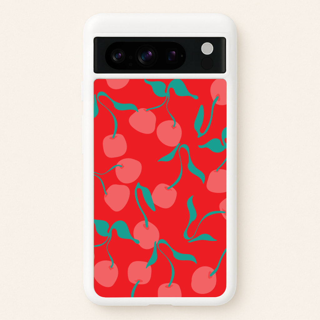 Red Abstract Cherries Pattern - Summer Phone Case for Google Pixel 8 Pro