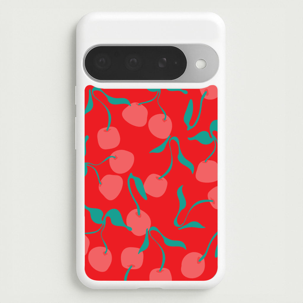 Red Abstract Cherries Pattern Phone Case for Google Pixel 10 Pro XL