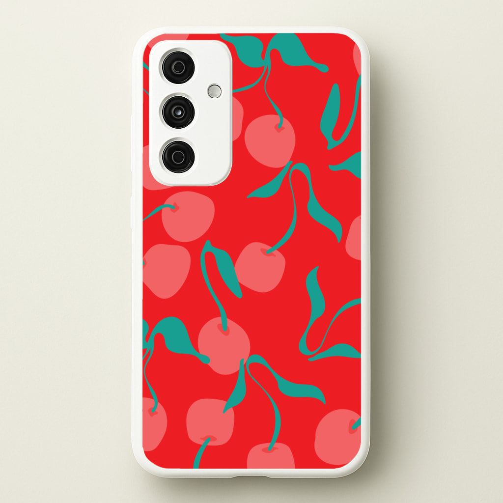 Red Abstract Cherries Pattern - Summer Phone Case for Galaxy A55