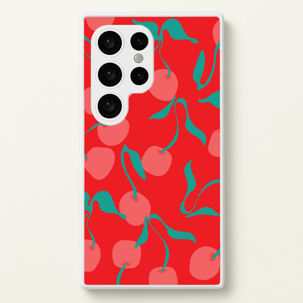 Red Abstract Cherries Pattern - Summer Phone Case for Galaxy S24 Ultra