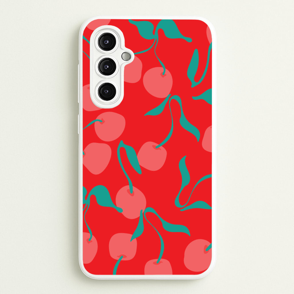 Red Abstract Cherries Pattern - Summer Phone Case for Galaxy A14
