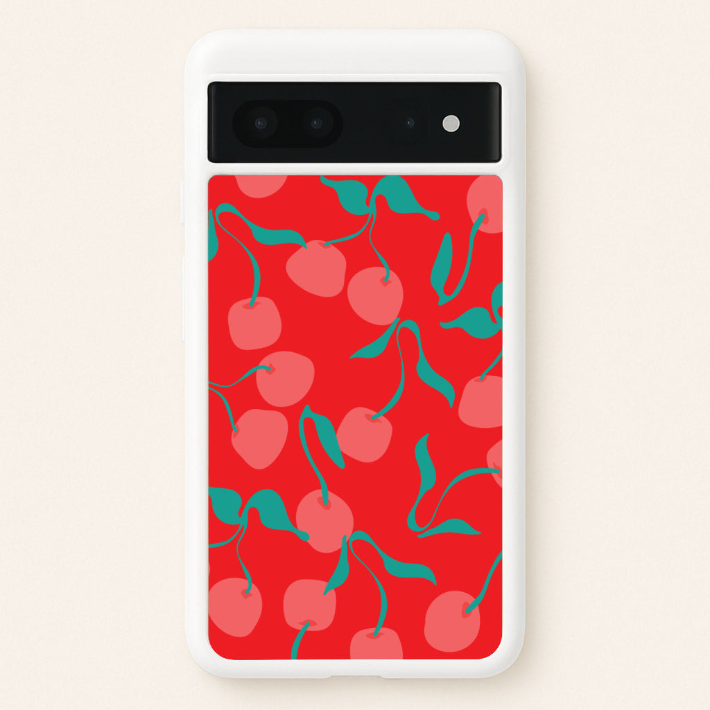 Red Abstract Cherries Pattern - Summer Phone Case for Google Pixel 7