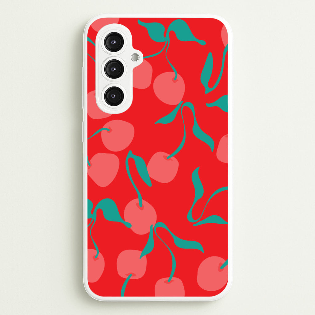 Red Abstract Cherries Pattern - Summer Phone Case for Galaxy S23FE