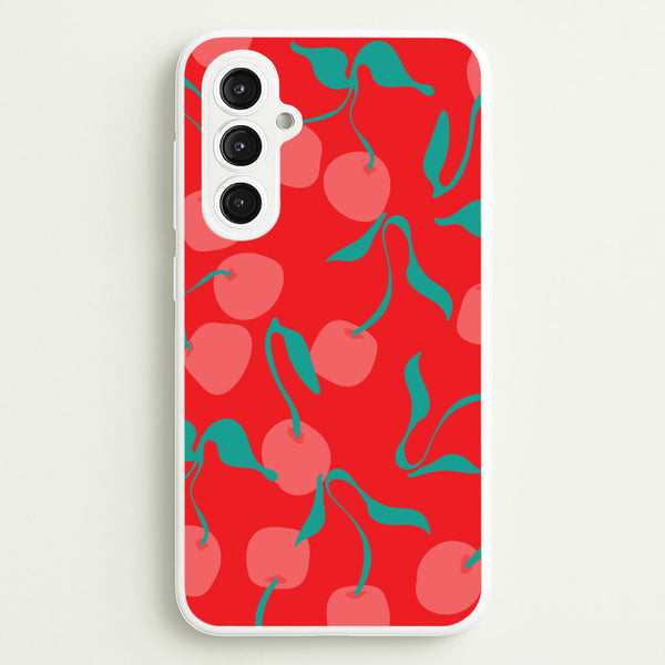 Red Abstract Cherries Pattern - Summer Phone Case for Galaxy S23FE