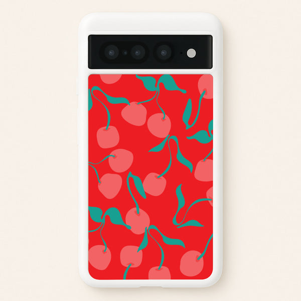 Red Abstract Cherries Pattern - Summer Phone Case for Google Pixel 7 Pro