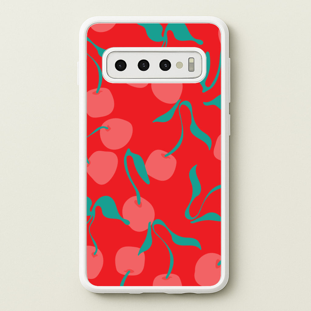 Red Abstract Cherries Pattern - Summer Phone Case for Galaxy S10