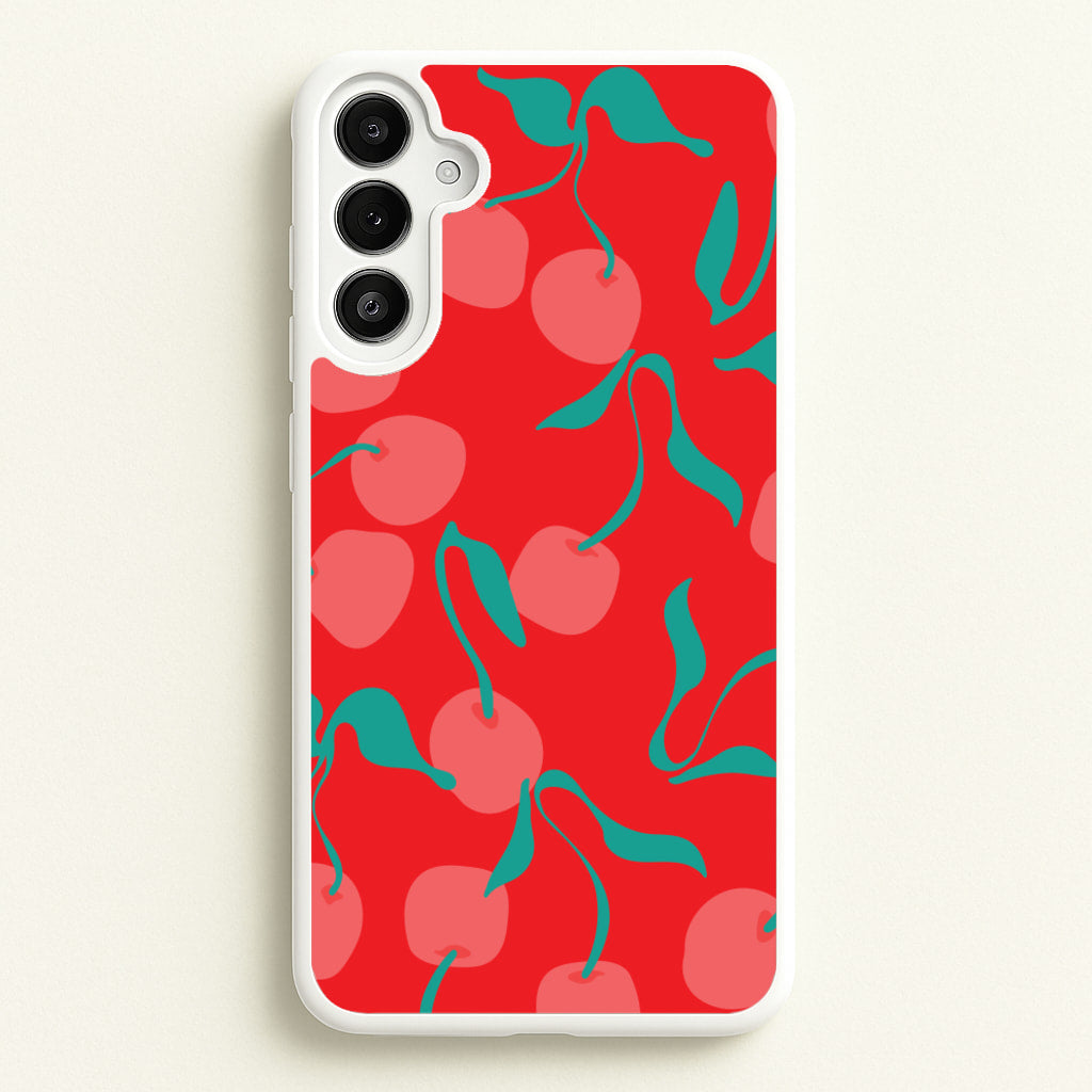 Red Abstract Cherries Pattern - Summer Phone Case for Galaxy A36